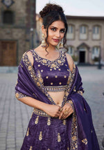 Load image into Gallery viewer, Violet Tissue Lehenga Choli
