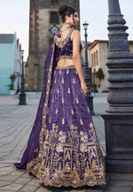 Load image into Gallery viewer, Violet Tissue Lehenga Choli

