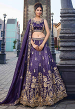Load image into Gallery viewer, Violet Tissue Lehenga Choli
