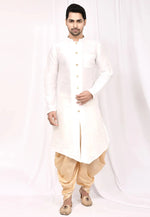 Load image into Gallery viewer, White Art Silk Indo Western Suit
