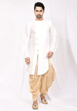 Load image into Gallery viewer, White Art Silk Indo Western Suit
