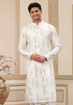 Load image into Gallery viewer, White Art Silk Kurta Pajama
