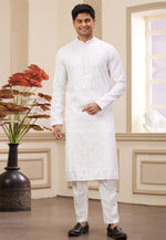 Load image into Gallery viewer, White Art Silk Kurta Pajama
