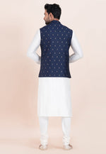 Load image into Gallery viewer, White Banarasi Silk Kurta Pajama With Jacket
