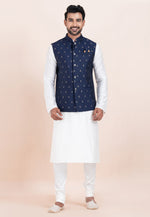 Load image into Gallery viewer, White Banarasi Silk Kurta Pajama With Jacket

