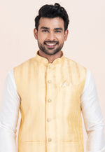 Load image into Gallery viewer, White Banarasi Silk Kurta Pajama With Jacket
