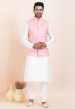Load image into Gallery viewer, White Banarasi Silk Kurta Pajama With Jacket
