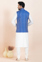 Load image into Gallery viewer, White Banarasi Silk Kurta Pajama With Jacket

