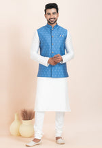 Load image into Gallery viewer, White Banarasi Silk Kurta Pajama With Jacket
