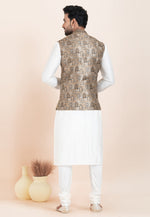 Load image into Gallery viewer, White Banarasi Silk Kurta Pajama With Jacket

