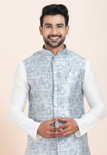 Load image into Gallery viewer, White Banarasi Silk Kurta Pajama With Jacket
