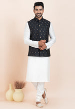Load image into Gallery viewer, White Banarasi Silk Kurta Pajama With Jacket
