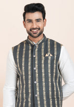 Load image into Gallery viewer, White Banarasi Silk Kurta Pajama With Jacket
