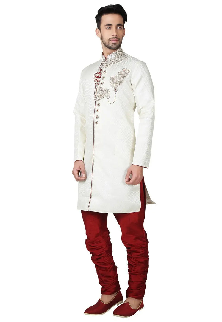 White Brocade Sherwani