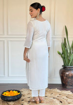 Load image into Gallery viewer, White Chanderi Readymade Pakistani Suit
