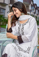 Load image into Gallery viewer, White Chanderi Readymade Pant Style Suit
