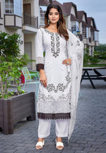Load image into Gallery viewer, White Chanderi Readymade Pant Style Suit
