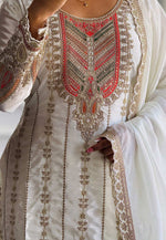 Load image into Gallery viewer, White Chinon Silk Readymade Pakistani Suit
