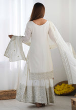 Load image into Gallery viewer, White Chinon Silk Readymade Sharara Suit
