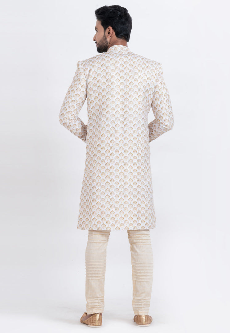 White Cotton Indo Western Suit