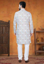 Load image into Gallery viewer, White Cotton Indo Western Suit
