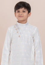 Load image into Gallery viewer, White Cotton Jacquard Kids Kurta Pajama
