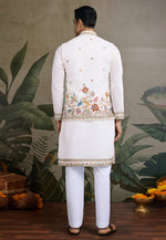 Load image into Gallery viewer, White Cotton Kurta Pajama With Jacket
