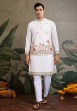 Load image into Gallery viewer, White Cotton Kurta Pajama With Jacket
