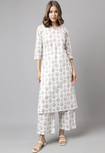 Load image into Gallery viewer, White Cotton Kurta Set With Palazzo
