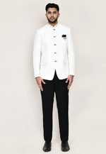 Load image into Gallery viewer, White Cotton Linen Jodhpuri Suit
