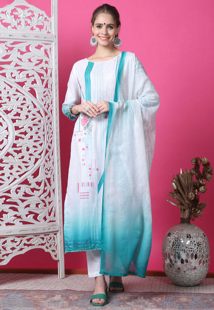 White Cotton Pakistani Suit
