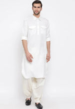 Load image into Gallery viewer, White Cotton Pathani Suit
