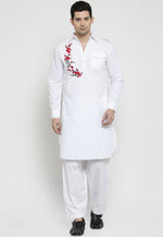 Load image into Gallery viewer, White Cotton Pathani Suit
