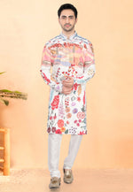 Load image into Gallery viewer, White Cotton Rayon Kurta Pajama
