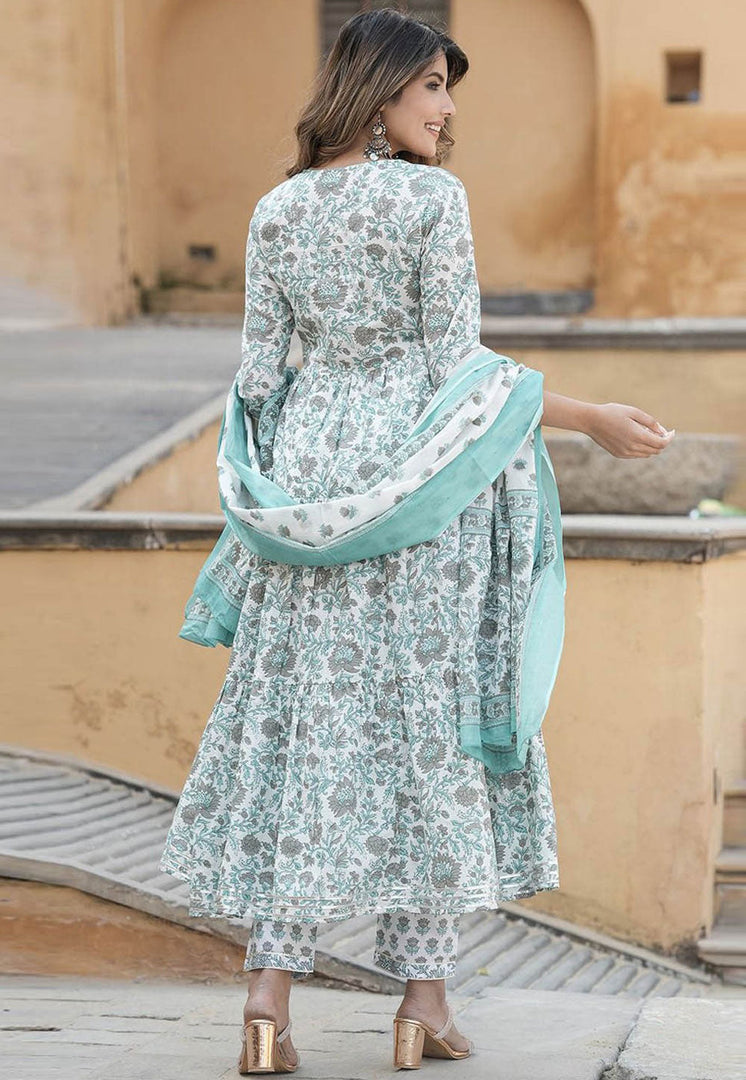 White Cotton Readymade Pakistani Suit