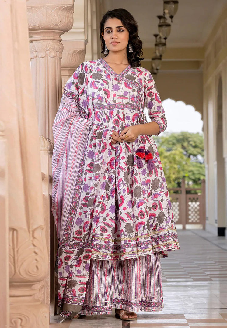 White Cotton Readymade Pakistani Suit