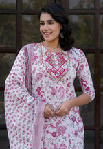 Load image into Gallery viewer, White Cotton Readymade Pakistani Suit

