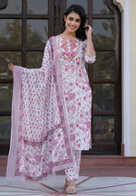 Load image into Gallery viewer, White Cotton Readymade Pakistani Suit
