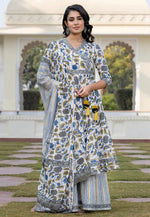 Load image into Gallery viewer, White Cotton Readymade Palazzo Suit
