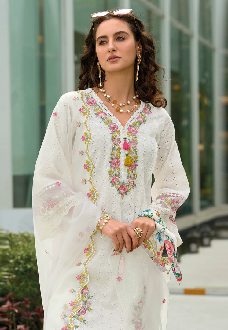 White Cotton Readymade Pant Style Suit