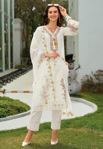 Load image into Gallery viewer, White Cotton Readymade Pant Style Suit
