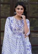 Load image into Gallery viewer, White Cotton Readymade Pant Style Suit
