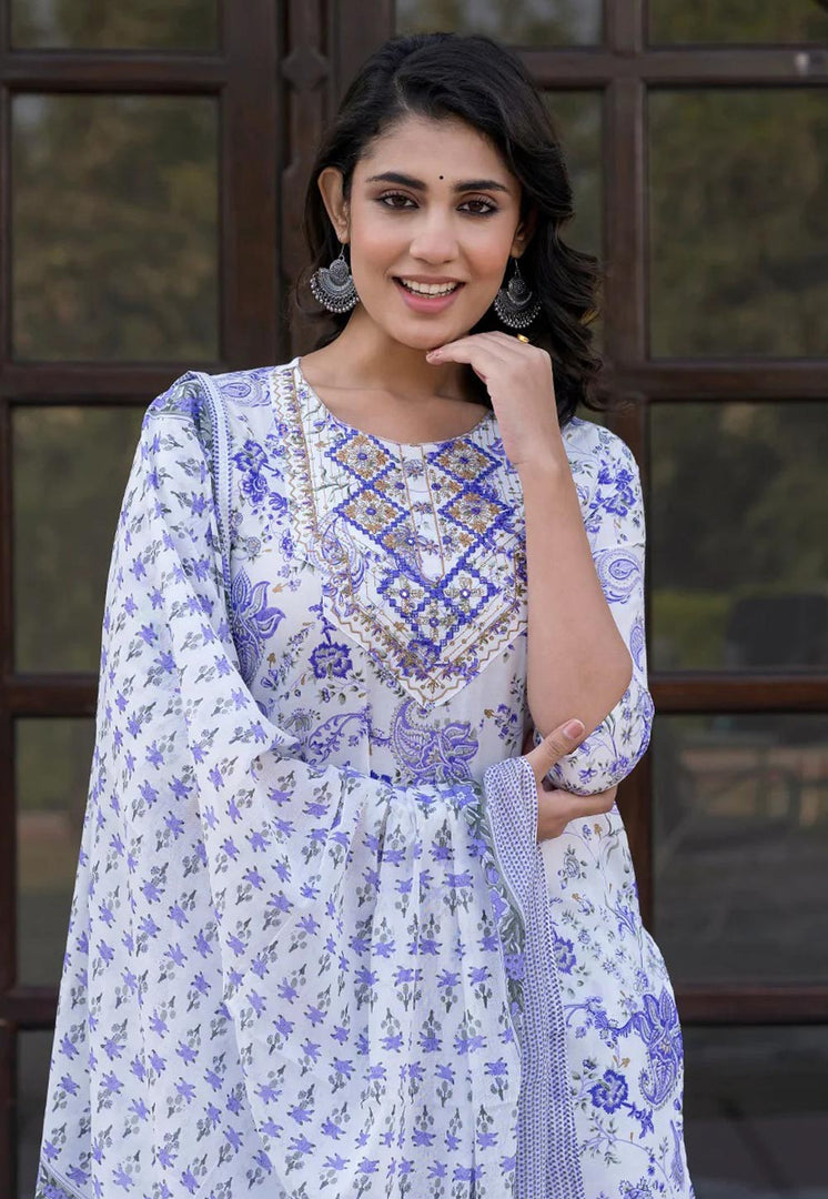 White Cotton Readymade Pant Style Suit