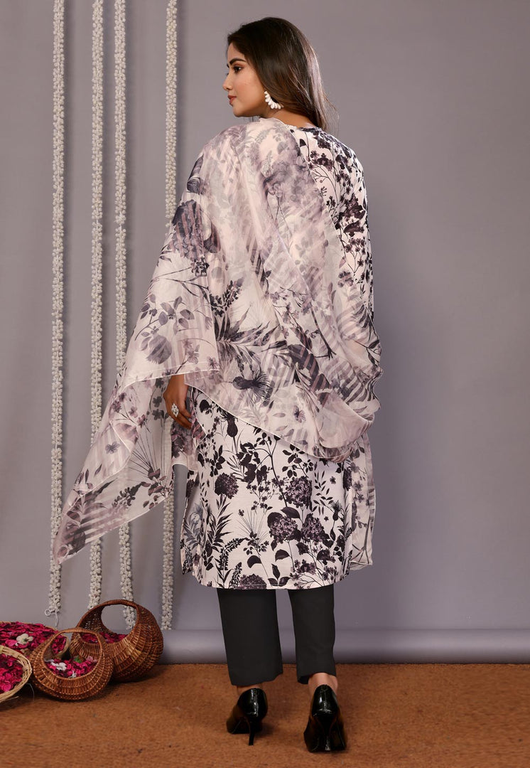 White Cotton Readymade Pant Style Suit