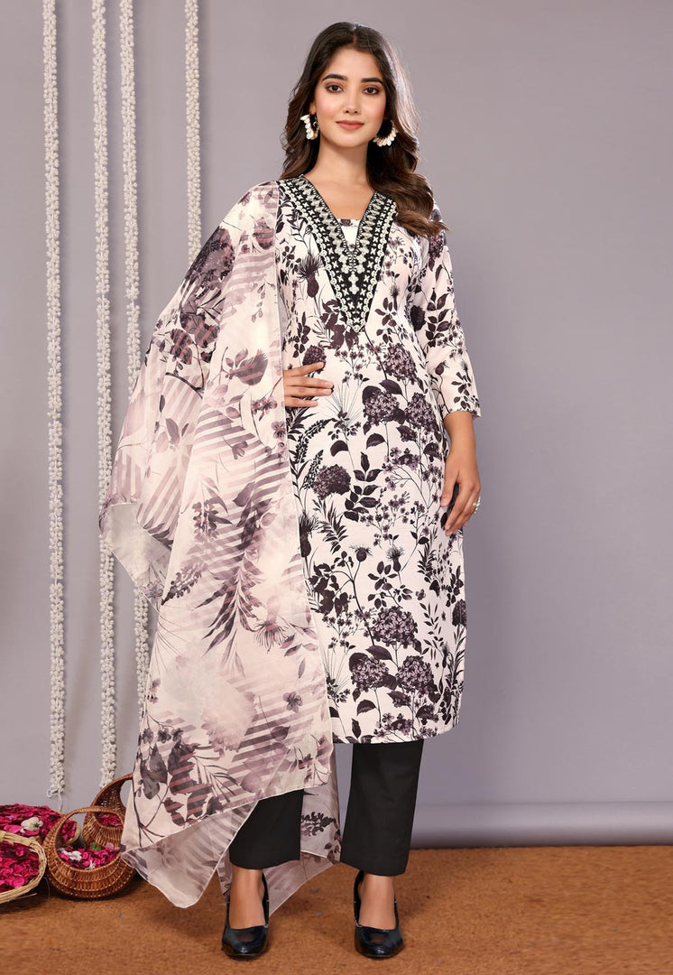 White Cotton Readymade Pant Style Suit