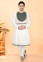 Load image into Gallery viewer, White Cotton Silk Peshwai Style Kurta Pajama
