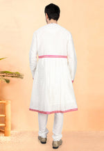 Load image into Gallery viewer, White Cotton Silk Peshwai Style Kurta Pajama
