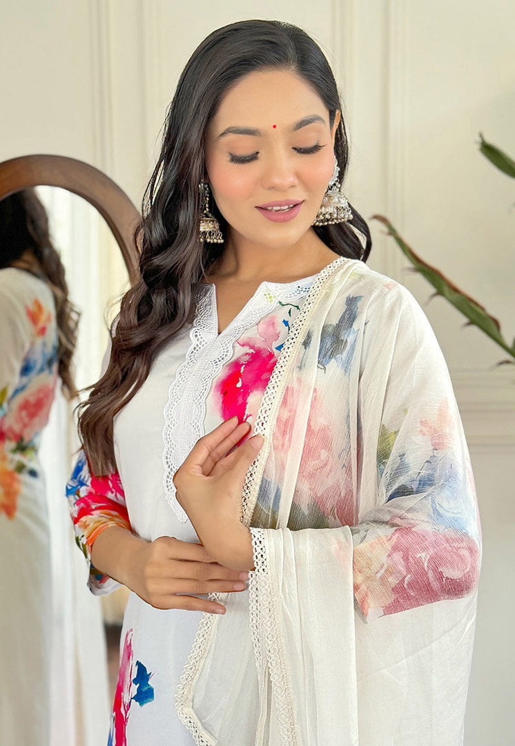White Crepe Readymade Pant Style Suit