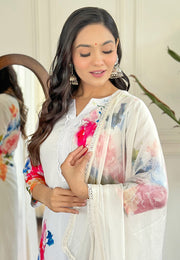 White Crepe Readymade Pant Style Suit