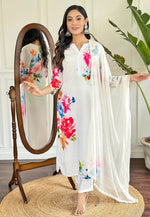 Load image into Gallery viewer, White Crepe Readymade Pant Style Suit
